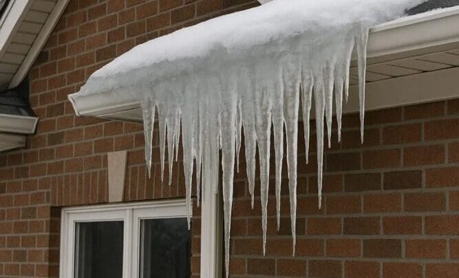 Ice damming and De-icing cables