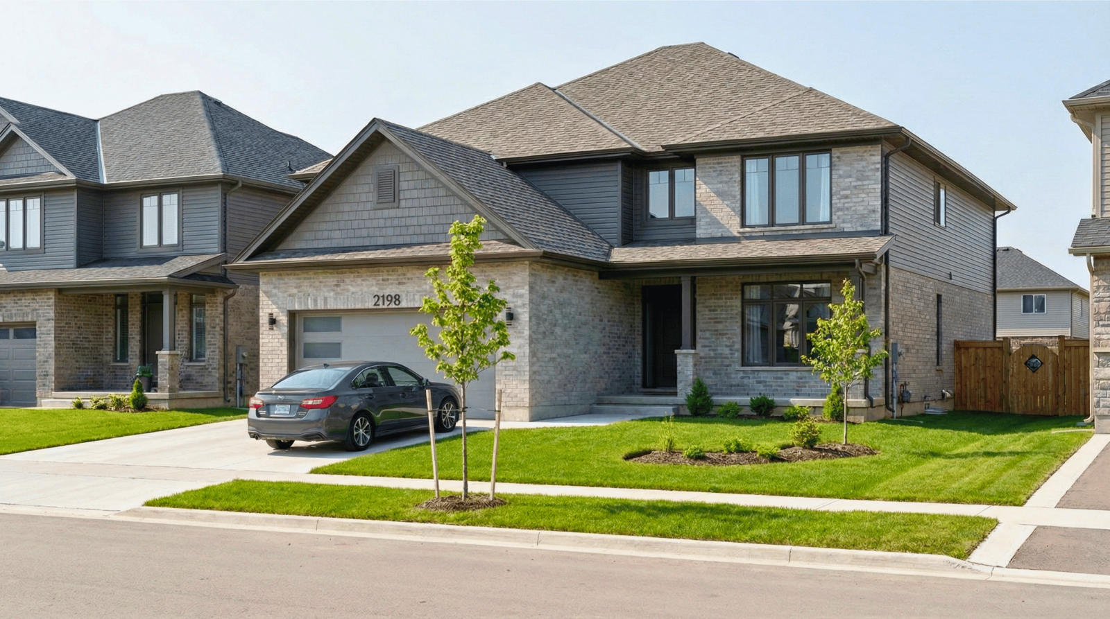 Eavestrough and downspout installation on a residential home in Milton, Ontario