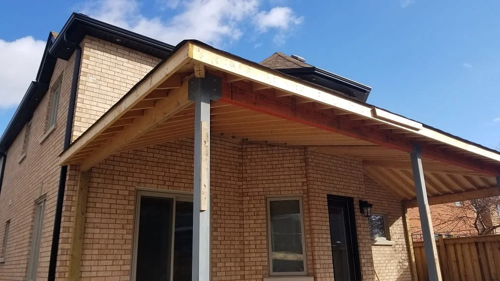 Before image, Porch structure without aluminum cladding. Maxima Aluminum LTD